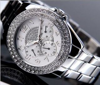   SILVER SWRVSKI CHRONO MULTIFUNCTION SHIM. 2012 TREND LADIES WATCH