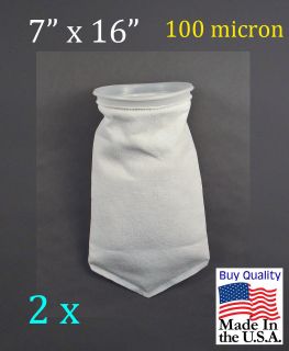 2x Filter Sock 7 x 15 100 micron Very High Quality by FSI USA 