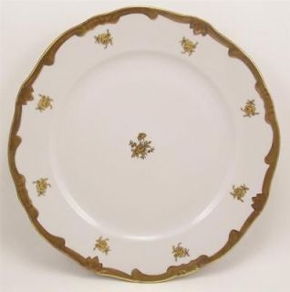   German Porcelain Katharina 17010 Dinner Plate White Gold Rose