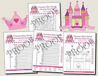 Personalized Games PRINCESS Party Birthday Pack Word Find Scramble 