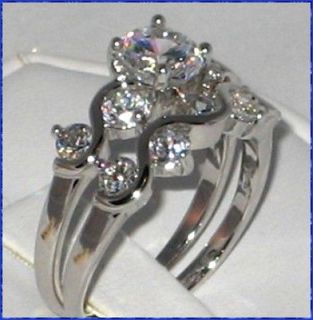   Dainty Cubic Zirconia Bridal Engagement Wedding 2 Ring Set   SIZE 6