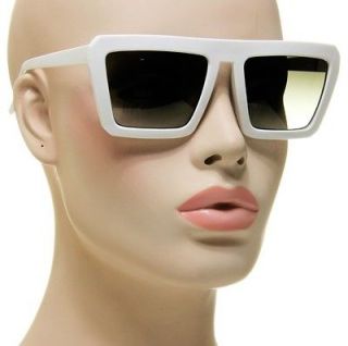   Futuristic Mens Or Womens White Square Rectangular Frame Sunglasses