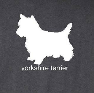 YORKIE T Shirt white ink dog lover pet puppy silhouette yorkshire 