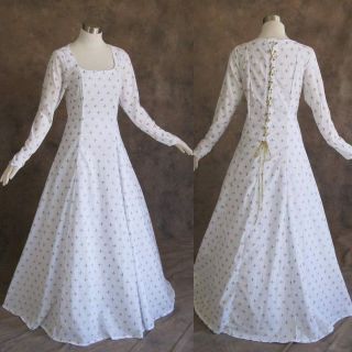 Medieval Renaissance Gown White Gold Dress Costume LOTR Wedding 4X