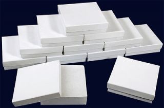 12 Gloss White Cotton Filled Gift Boxes 3 1/2 X 3 1/2 Jewelry Bangle 