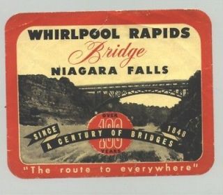 Vintage Whirlpool Rapids Bridge Niagara Falls Sticker
