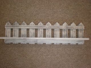 White Weatered Looked Picket Fence Shelf 35 Long Primitve (Rustic 