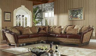   GOLDEN LARGE GENUINE LEATHER/FABRIC SECTIONAL SOFA,SO CHIC