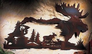  Northwoods Cabin Moose Metal Wall Art Pine Tree Woodland Lodge Decor