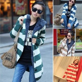   WINTER HOODIE THICKEN WOMENS KNITTED CARDIGAN SWEATER PARKA COATS
