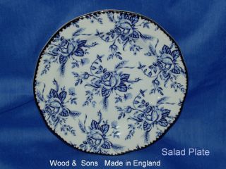Wood & Sons~COLONIAL ROSE BLUE~Salad Plate New