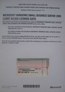 HP Windows Server SBS Small Business Server 2008 5 User CAL 504561 001