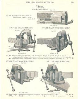1902 Parker Coachmakers Vise Antique Catalog Ad