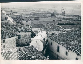 1968 Rural Town Berberana Spain Huge Pressure Vessel Truck Stuck Homes 