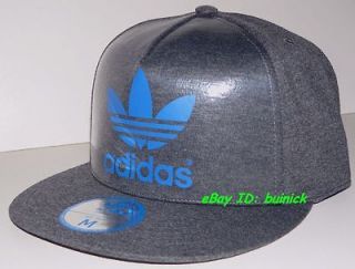  FLAT BRIM CAP JERSEY Grey Blue baseball trefoil logo hip hop NEW