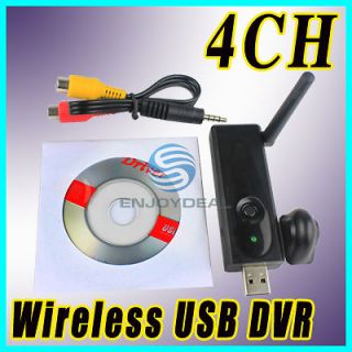 4GHz 4 channel Mini Wireless CCTV USB DVR with DC/AV Cable&Antenna