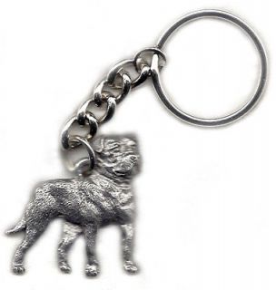 AMERICAN BULLDOG Dog Pewter Keychain Key Chain Ring *