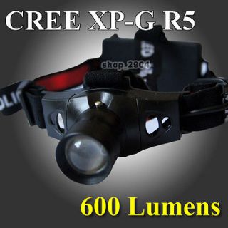600Lm CREE XP G R5 LED Headlamp Headlight 3 X AAA Zoomable