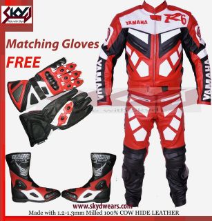 Yamaha R Red/black Racing Leather Motorcycle suit/boots/Glo​ves Any 