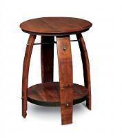   STAMPED WINE BARREL WROUGHT IRON STAVE BISTRO SIDE END TABLE SHELF