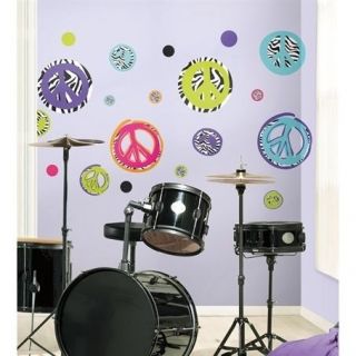 ZEBRA print PEACE SIGNS wall stickers 34 decals room decor SKULL 