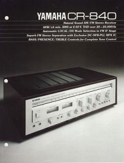 Yamaha CR 840 Receiver Original Brochure 1979