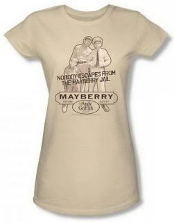 Andy Griffith Mayberry Jail Juniors Cream Sheer Cap Slv T CBS265 JS