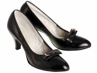 Vintage Black Leather Pumps Shoes NIB 1950s Crimson 9