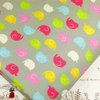 COLOURFUL LITTLE ELEPHANT 100% COTTON FABRIC MODERN PATCHWORK QUILTING 