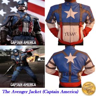 Avengers Captain America Leather Jacket Assembled Movie Chris Evans 