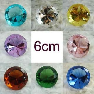 Crystal Glass Paperweight Diamond Shaped Gem Display 6cm (Choose Color 
