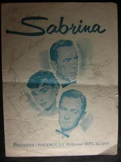 1954 Angela Lansbury Joan Crawford Sabrina Cast Signed Premiere 