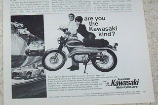 1967 old ad   Kawasaki 250cc Samurai SS Street Scrambler motorcycles 