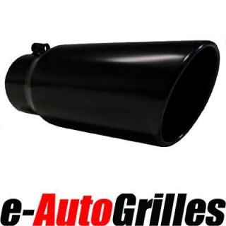 NEW Flat Black Stainless EXHAUST SLANT CUT TIP 4 in x 6 out x 18 