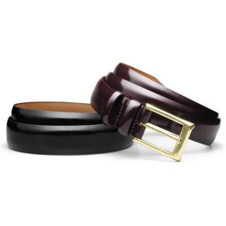 Allen Edmonds Mens Polished Cobbler Black Leather Belt Nickel Buckle 