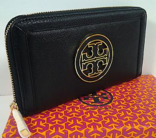   TORY BURCH Amanda Zip Around Continental Wallet Black Gift Box $195