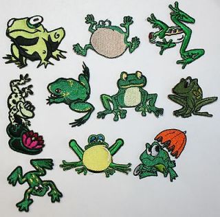 Lot of 10 Cute Little Frog Iron On Applique Patches