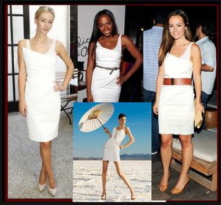 Alice+Olivia Bianca Structured Dress 6 S NWT $440 White Sheath Seen on 