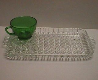 Anchor Hocking Serva Snack Set Luncheon 4 Forest Green Cups