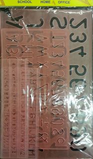 SET OF STENCILS ALPHABETS NUMBERS UPPER LOWER CASE LARGE SMALL SIZE 
