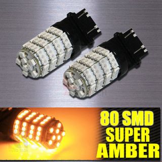 AMBER 3157/3156 SMD 80 LED STOP/BRAKE SIGNAL LIGHT BULBS/BULB (Fits 