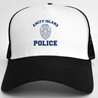 AMITY ISLAND POLICE Retro 80s JAWS Inspired Trucker Baseball Cap 