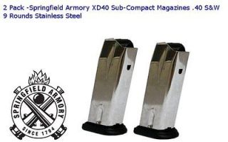 Pack Springfield Armory XD40 Sub Compact Magazines .40 S&W 9 Rounds 