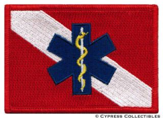 RESCUE DIVER FLAG PATCH   SCUBA EMT/EMS First Responder embroidered 