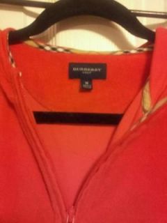 BURBERRY GOLF Terry Cloth Nova Check M Red Suit Set CAPRI Hoodie Vest 