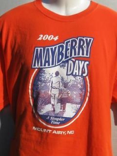   Mayberry Days Andy Griffith TV Show Mt.Airy NC orange T Shirt size XL