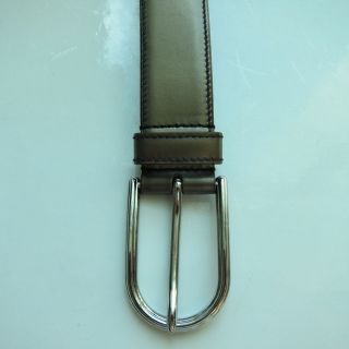New Prada Gold Brown Silver Buckle Belt Leather Size 40 U 000998