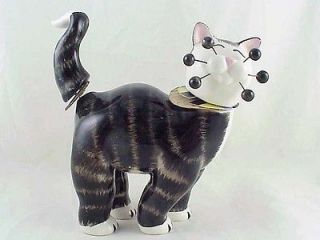 WhimsiClay   Socks   Bobble Tail & Head Black & Tan Tabby Cat   Ret 
