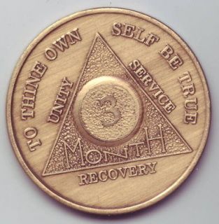 months   Alcoholics Anonymous AA medal token chip coin