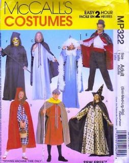 Adults CAPE & TUNIC Costumes McCalls PATTERN S XL Witch Riding Hood 